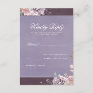 Vintage Floral Plum Lilac e Mauve Wedding RSVP