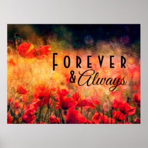 Vintage Floral Poppies Lembrança POSTER