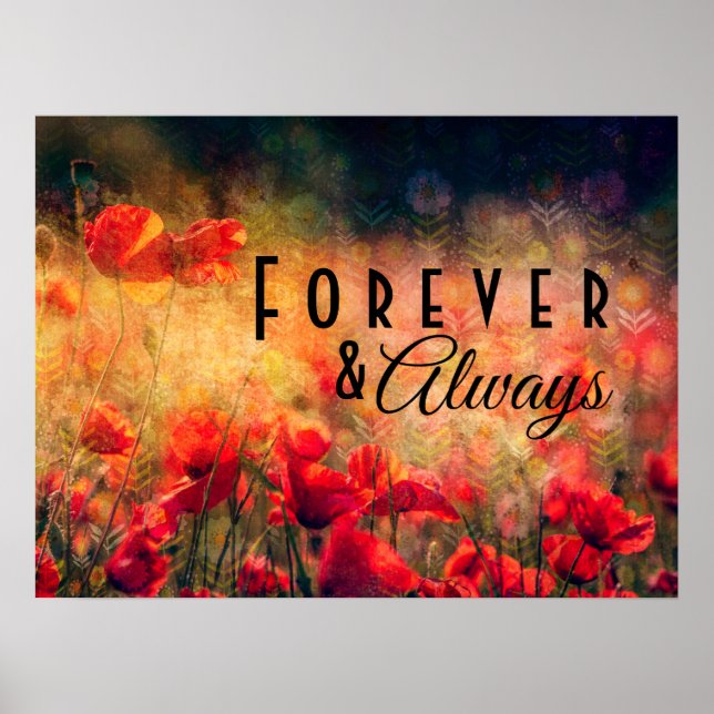 Vintage Floral Poppies Lembrança POSTER (Frente)