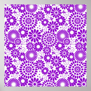Vintage floral purple Poster