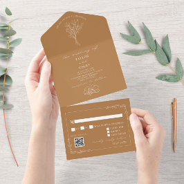 Vintage Floral Rustic Goldenrod Casamento Código Q