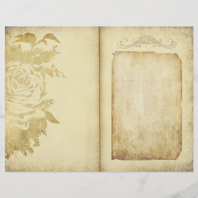 Vintage Floral Rustic - Página de Diário (Frente)