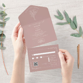 Vintage Floral Rustic Pink Casamento QR Code