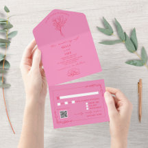 Vintage Floral Rustic Pink + Código QR Redd Casame