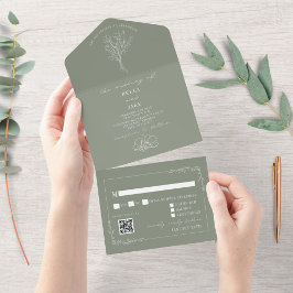 Vintage Floral Rustic Sage Green Code Casamento