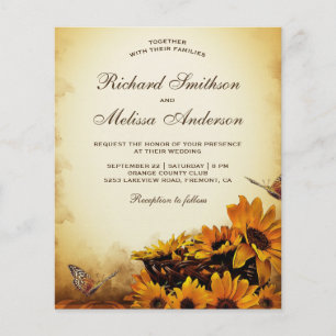 Vintage Floral Sunflower Budget Invitation