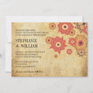 Vintage Floral Swirl Wedation Convite