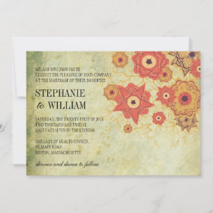 Vintage Floral Swirl Wedation Convite