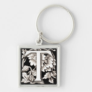 Vintage Floral 'T' - Chaveiro