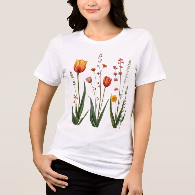 Vintage Floral T-Shirt - Botânica Wildflower Desi (Frente)