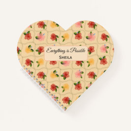 Vintage floral watercolour diamond heart Notebook