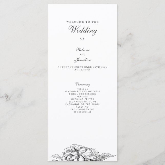 Vintage Floral Wedding Program (Frente)