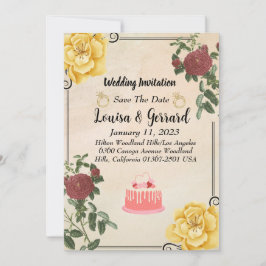Vintage Floral Weding Convite