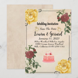 Vintage Floral Weding Convite