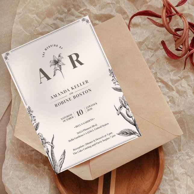Vintage Floral Weding Convite (Criador carregado)