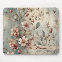 Vintage Florals Mouse Pad Personalizável