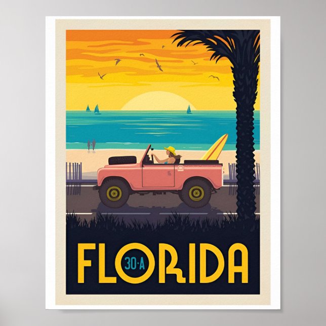 Vintage Florida Viagem Summer Poster (Frente)