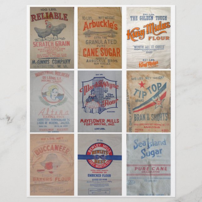 Vintage Flour and Sugar Sacks Clipart Sheet (Frente)