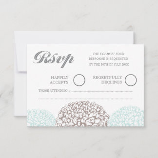 Vintage Flowers Aqua Blue Wedding RSVP