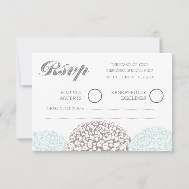 Vintage Flowers Aqua Blue Wedding RSVP (Frente)