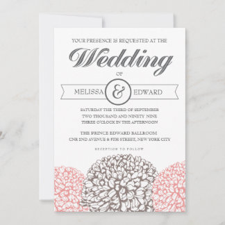 Vintage Flowers Beige + Convite De Casamento Rosa