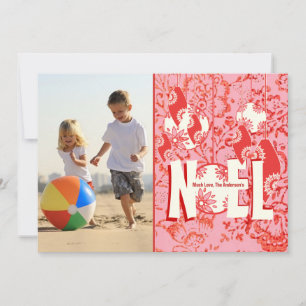 Vintage Foral Noel Ornament Family Cartão com foto