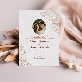 Vintage Foto de Casamento Gold Foil Convite