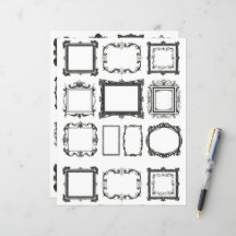 Vintage Frames Line Art Collage Scrapbook Paper