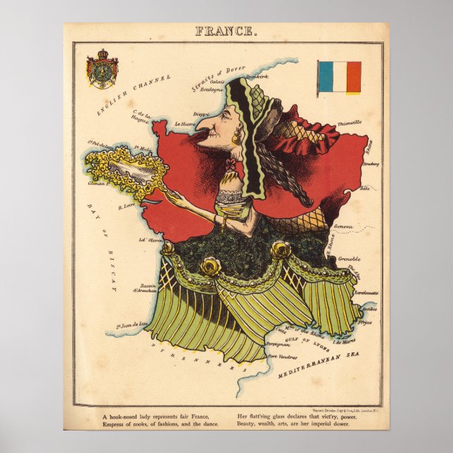 Vintage France Map Poster (Frente)