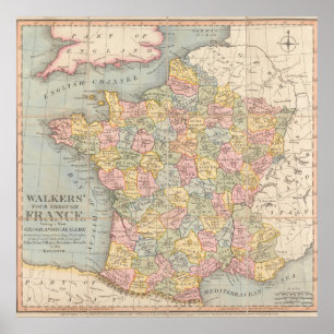 Vintage France Map Poster