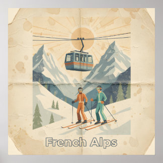 Vintage French Alps Poster