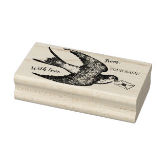 Vintage French Bird com carimbo de letra