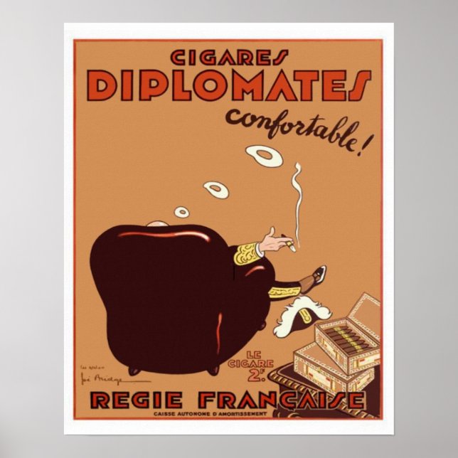 Vintage French Diplomates Cigar Poster (Frente)