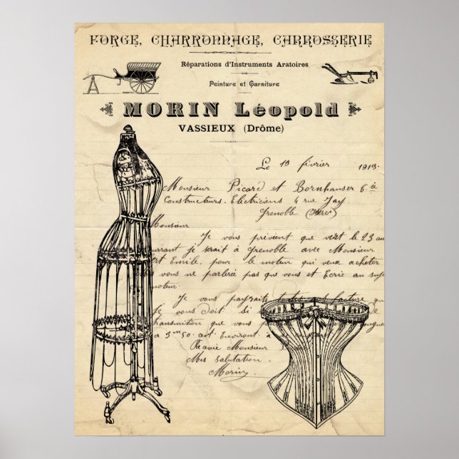 Vintage French Fashion Poster (Frente)