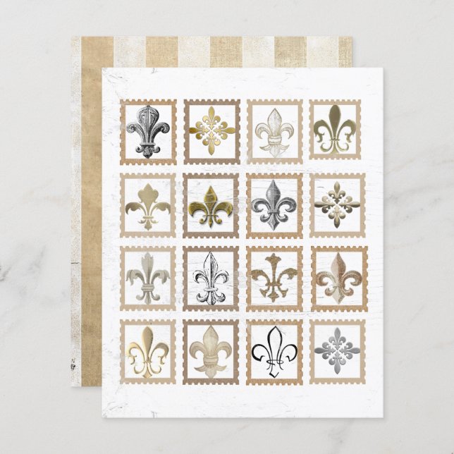 Vintage French Fleur de Lis Stamps (Frente/Verso)
