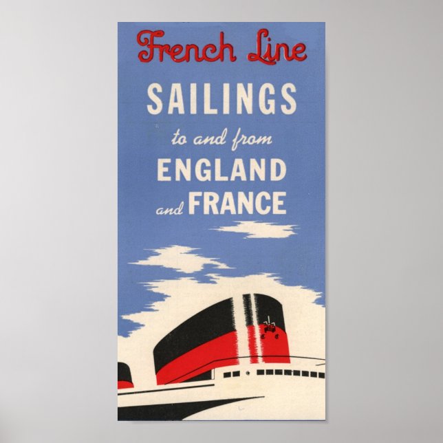 Vintage French Line Ocean Liner Poster (Frente)