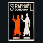 Vintage French Liqueur Álcool Art Deco Poster<br><div class="desc">Impressão de reprodução de uma poster publicitária para uma Rua francesa de vinhos apéritif "Quinquina Rouge Blanc", Raphael Aperitif Retro Art Deco poster ca 1930. Digitalmente remodelado para trazer as cores originais, ainda melhores e corrigir tantas imperfeições quanto possível.</div>