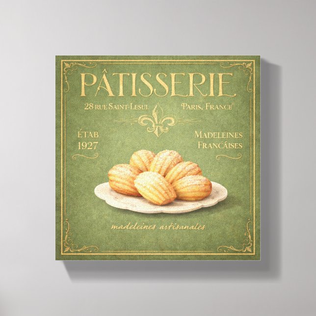 Vintage French Patisserie Madeleines Canvas Art (Frente)