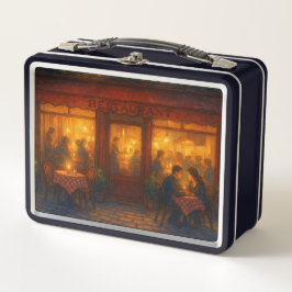 Vintage French restaurant at night