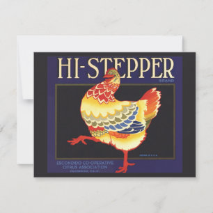 Vintage Fruta Crate Label Art, Hi Stepper Chicken