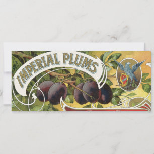 Vintage Fruta Crate Label Art, Imperial Plums