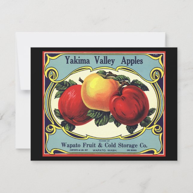 Vintage Fruta Rótulo Art Yakima Valley Apple (Frente)