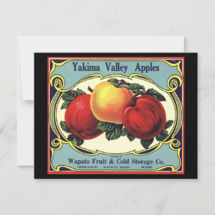 Vintage Fruta Rótulo de Taxa Art Yakima Valley Ap