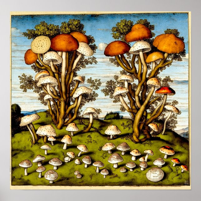 Vintage Fungi Art Impressão (Frente)