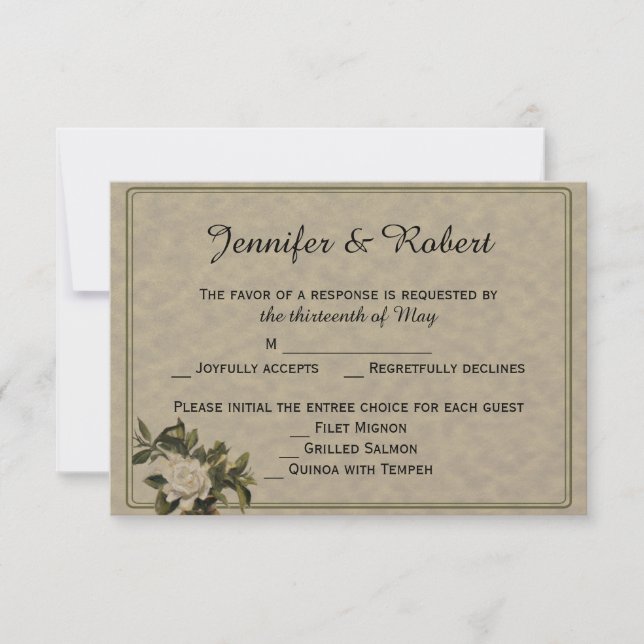 Vintage Gardenia - Cartão de Resposta Nupcial (Frente)