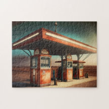 Vintage Gas Station 4 Easy Brain Art Quebra-cabeça