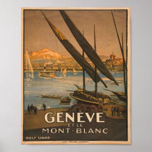 Vintage Genebra Mont Blanc Swiss Poster