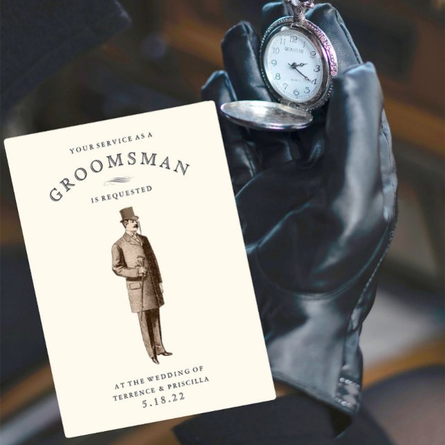 Vintage Gent | Cartão de Padrinho de casamento (Criador carregado)