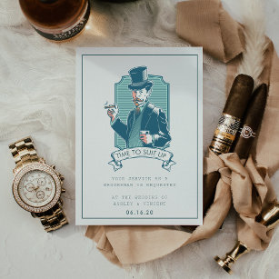 Vintage Gentleman   Cartão de Padrinho de casament