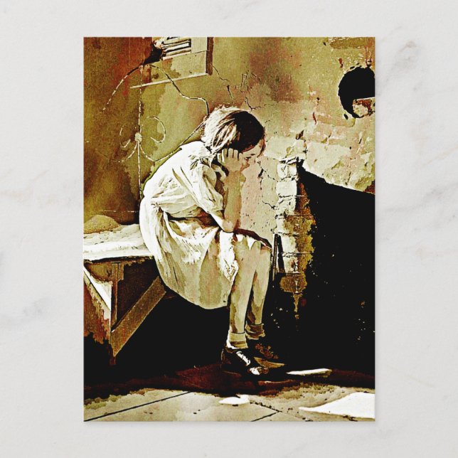 Vintage Girl por cartão postal de Lareira (Frente)